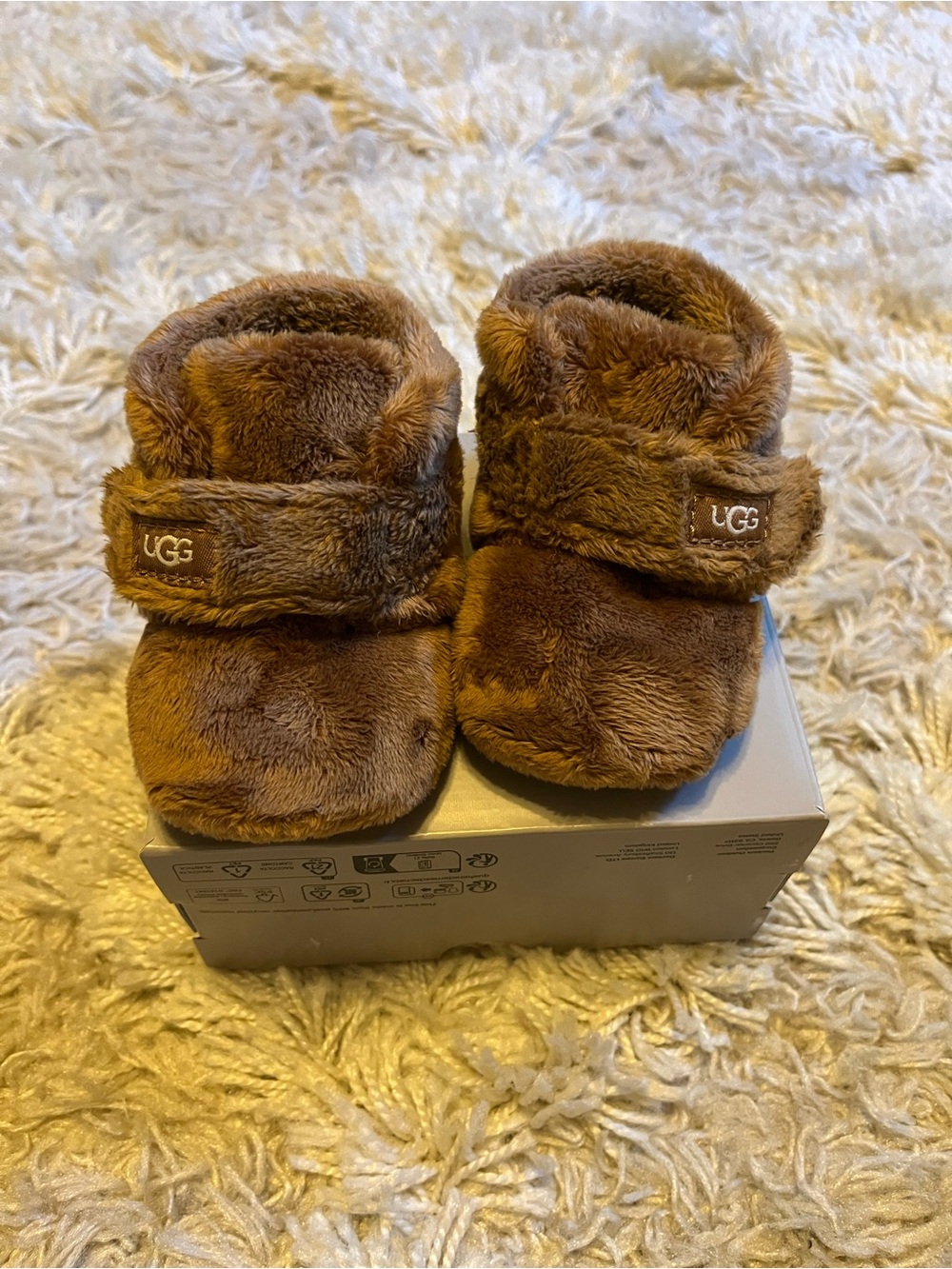 UGG Chestnut Plush Baby Slippers with Hook Strap